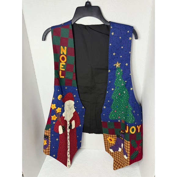 Vintage Novelty Christmas Vest Quilted Santa Snowman Holiday Party Festive - Picture 1 of 3